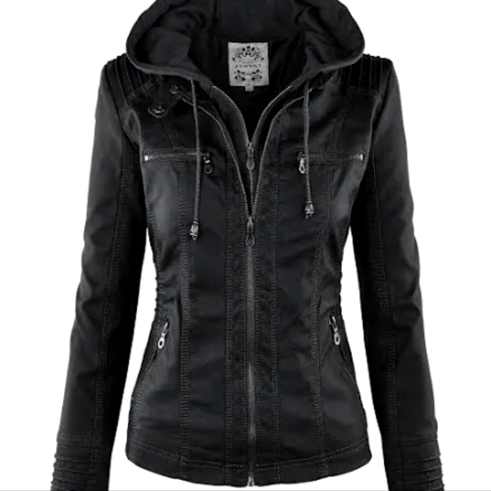 Made by Johnny Faux Leather Motorcycle Jacket Size S